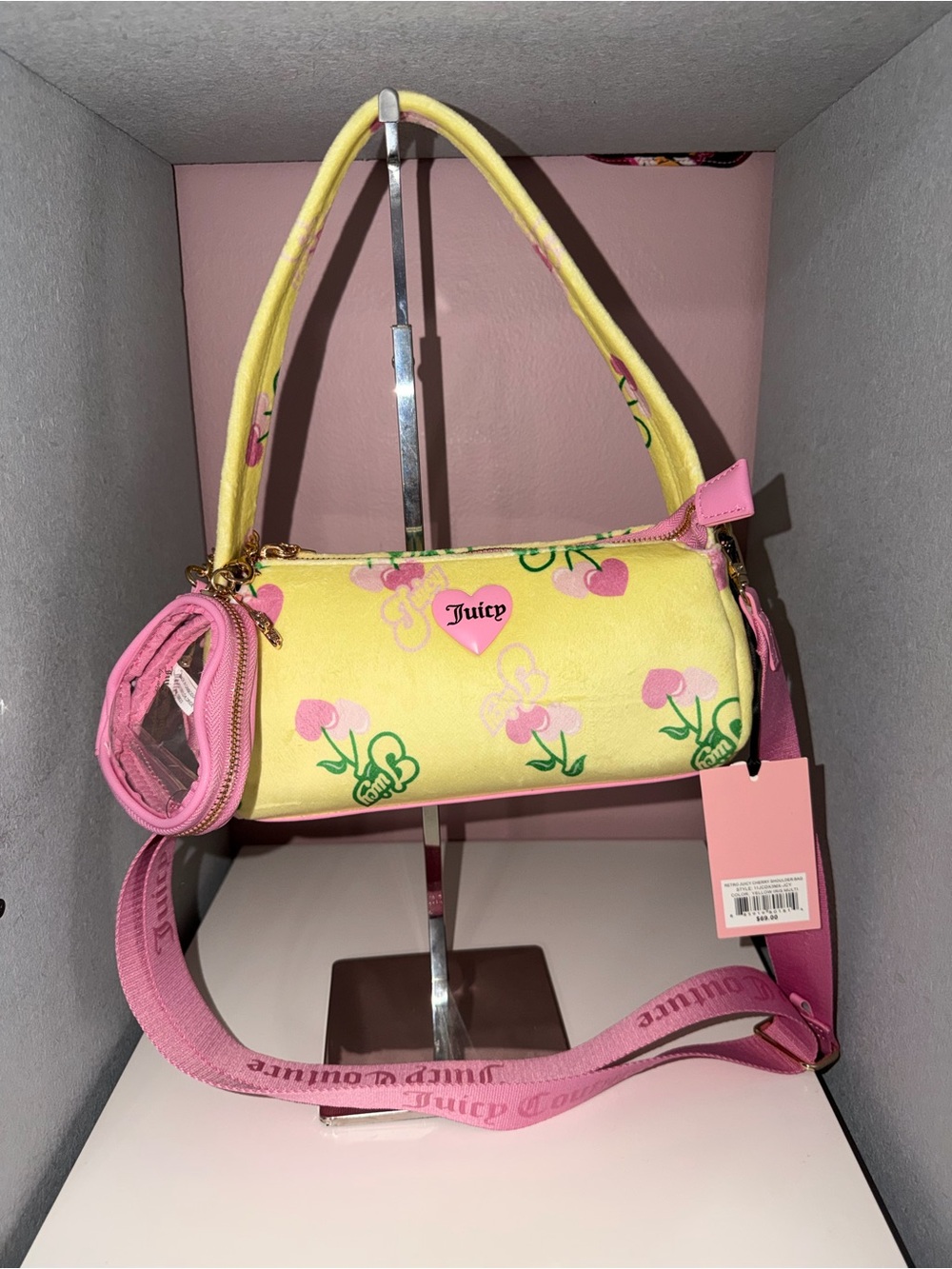 Juicy Couture Retro Juicy Cherry Shoulder Bag NWT Yellow Iris Multi